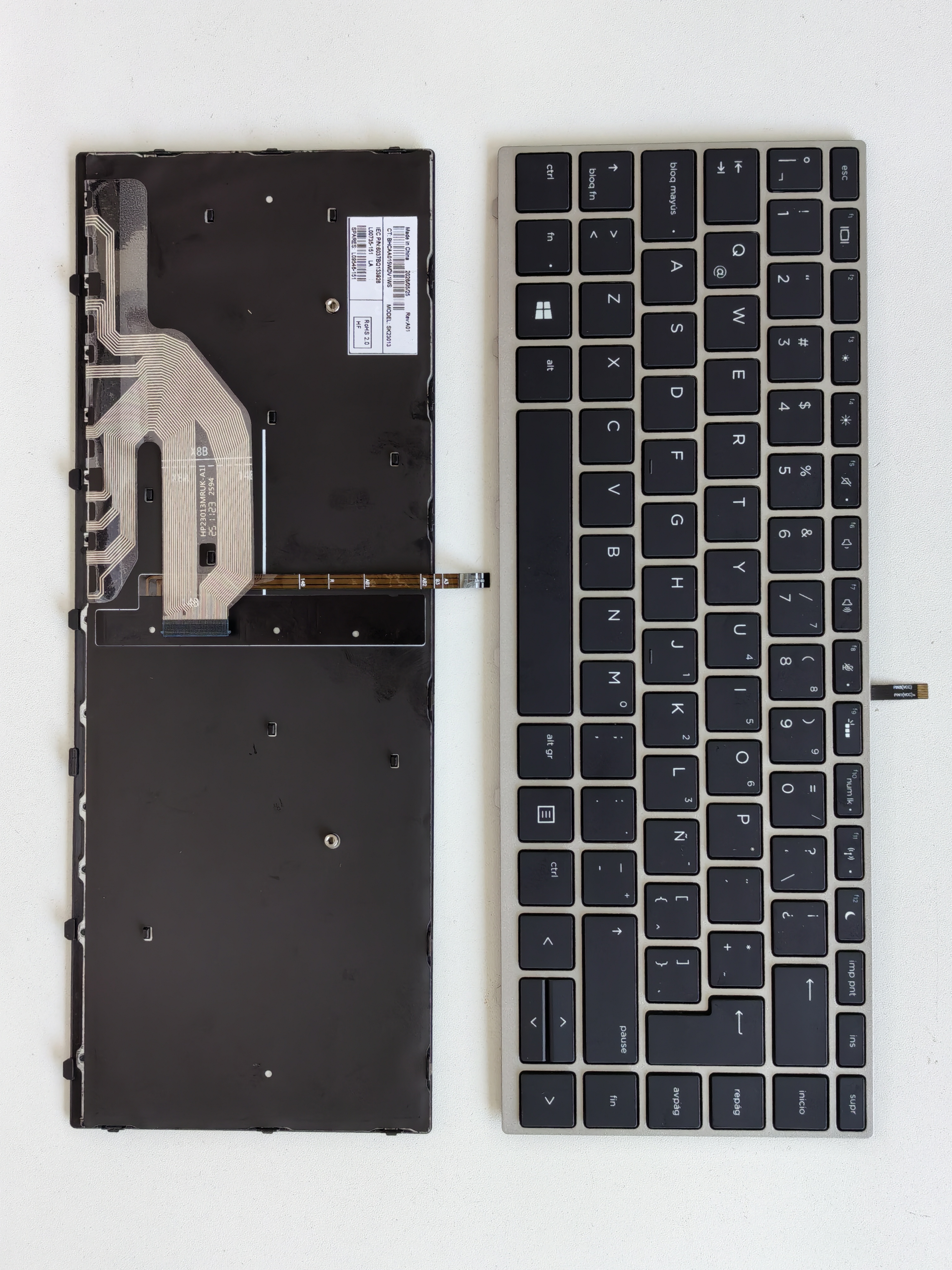 Picture of New Replacement Laptop Keyboard For HP 440G5/430G5/445G5/435G5 SILVER FRAME BLACK Backlit (OEM) LA Layout